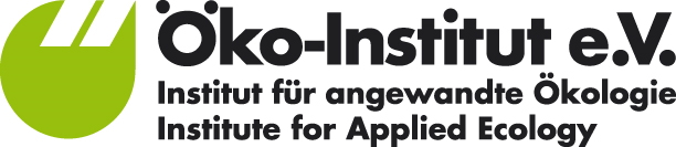 Logo des Öko-Instituts e.V. mit grünem Emblem, stilisierten Buchstaben und dem Namen in Deutsch und Englisch.